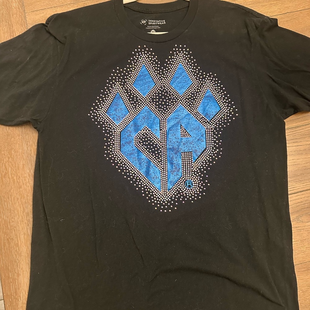 Black Cheer Athletics blinged T-shirt.